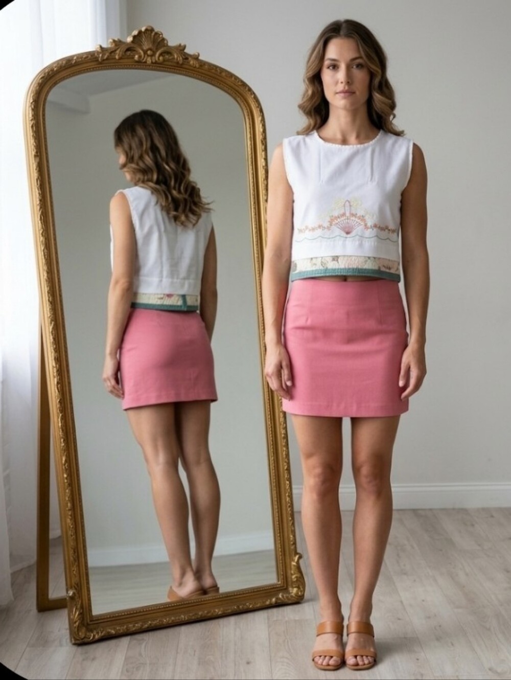 Embroidered Crop Top Upcyled Vtg Pillowcase Sz S-M Dont Throw It Out